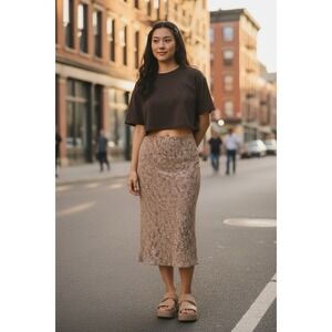 Y2K VTG Active Yellow Midi Skirt Floral Whimsigoth Fairy 1X 12 14 Boho Cottage